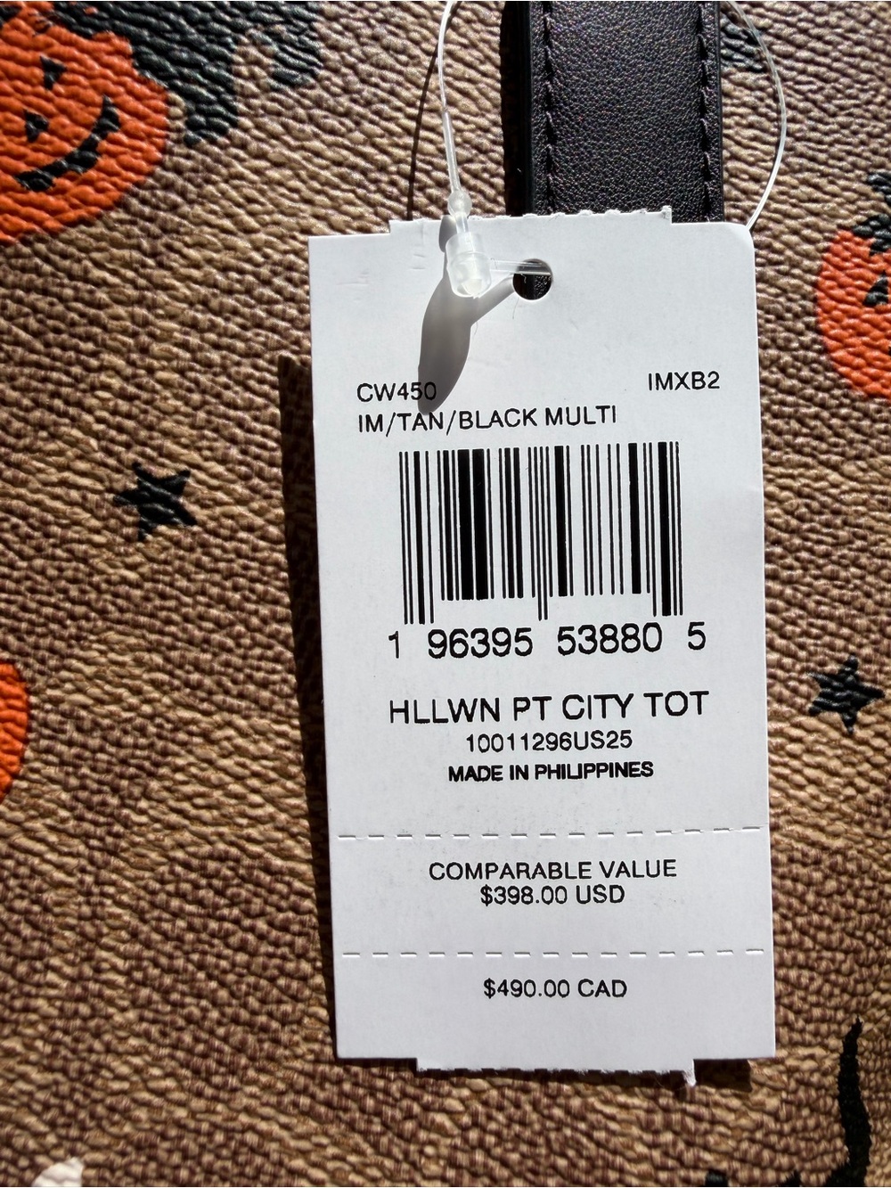 Coach Halloween City Tote Signature Canvas Ghost Pumpkin Cat CW450 NWT - Picture 4 of 12